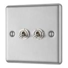 LAP  20A 16AX 2-Gang 2-Way Toggle Switch  Brushed Stainless Steel