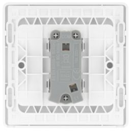 British General Evolve 10A 1-Gang 1-Way Press Switch Brushed Steel with White Inserts