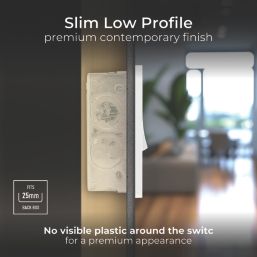 British General Evolve 10A 1-Gang 1-Way Press Switch Brushed Steel with White Inserts