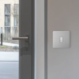 British General Evolve 10A 1-Gang 1-Way Press Switch Brushed Steel with White Inserts