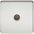 Knightsbridge  1-Gang Coaxial TV Socket Polished Chrome