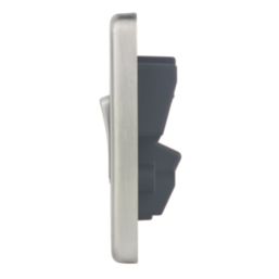 Hager Sollysta WRDP84BSB 20A 1-Gang 2P+E Control Switch Brushed Steel  with Black Inserts