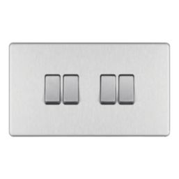LAP  20A 16AX 4-Gang 2-Way Light Switch  Brushed Stainless Steel