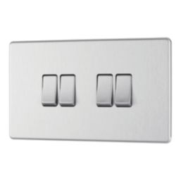 LAP  20A 16AX 4-Gang 2-Way Light Switch  Brushed Stainless Steel