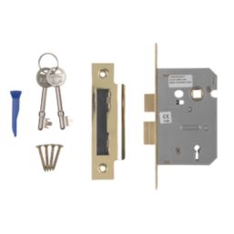 Smith & Locke Fire Rated  3 Lever Electric Brass Mortice Sashlock 65mm Case - 44mm Backset