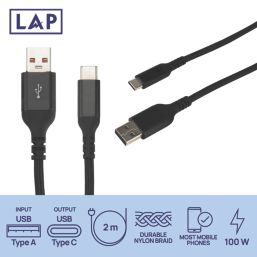 LAP USB-A to USB-C Charging Cable 2m