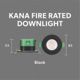 4lite Kana Fixed  Fire Rated LED Downlight  Black 5/7W 640lm-830lm 6 Pack