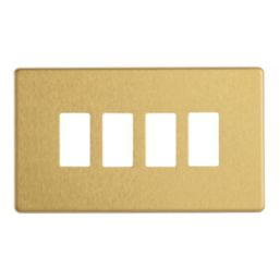 Contactum Lyric 4-Module Grid Faceplate Brushed Brass