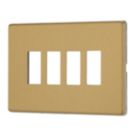 Contactum Lyric 4-Module Grid Faceplate Brushed Brass