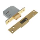 Union Fire Rated  Polished Brass BS 5-Lever Mortice Deadlock 67mm Case - 40mm Backset