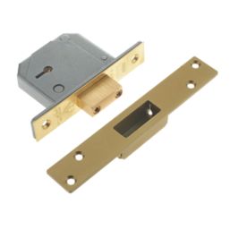 Union Fire Rated  Polished Brass BS 5-Lever Mortice Deadlock 67mm Case - 40mm Backset
