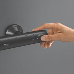 Grohe Precision Flow Exposed Single Outlet Thermostatic Matt Black Shower Mixer