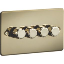 Knightsbridge  4-Gang 2-Way LED Intelligent Dimmer Switch  Polished Brass