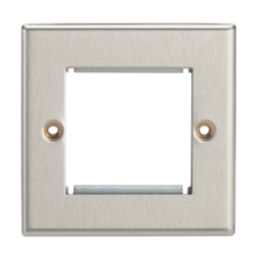 Contactum iConic 2-Module Modular Faceplate Brushed Steel