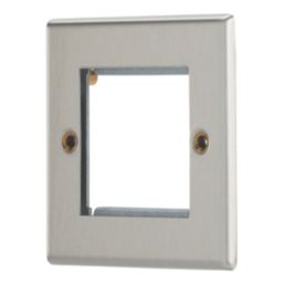 Contactum iConic 2-Module Modular Faceplate Brushed Steel