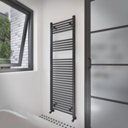 Flomasta 1600mm x 500mm 2409BTU Black Flat  Towel Radiator