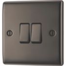 British General Nexus Metal 10AX 2-Gang 2-Way Light Switch  Black Nickel