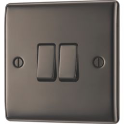 British General Nexus Metal 10AX 2-Gang 2-Way Light Switch  Black Nickel