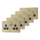 LAP  13A 2-Gang DP Switched Sockets Antique Brass  with Black Inserts 5 Pack