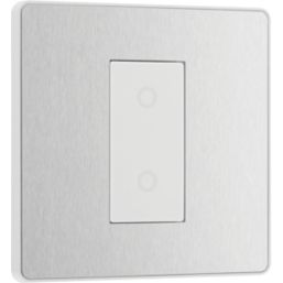 British General Evolve 1-Gang 2-Way LED Single Secondary Trailing Edge Touch Dimmer Switch  Brushed Steel with White Inserts