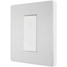 British General Evolve 1-Gang 2-Way LED Single Secondary Trailing Edge Touch Dimmer Switch  Brushed Steel with White Inserts