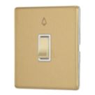 Contactum Lyric 10AX 1-Gang 1-Way Retractive Bell Switch Brushed Brass with White Inserts