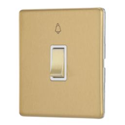 Contactum Lyric 10AX 1-Gang 1-Way Retractive Bell Switch Brushed Brass with White Inserts