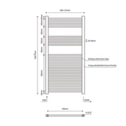 Flomasta 1200mm x 600mm 1415BTU Chrome Flat  Towel Radiator