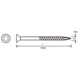 Turbo TX  TX Double-Countersunk  Multipurpose Screws 5mm x 120mm 50 Pack