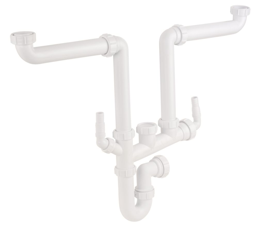 McAlpine Space-Saving Sink & Appliance P Trap White 40mm - Screwfix