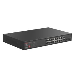Labgear Gigabit 16 Port PoE Unmanaged Network Switch with 2 Gigabit Uplink & 2 SFP Black