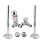 ETAL Danva 15mm x 1/2" Chrome Straight & L/S Modern Thermostatic Radiator Valve & Lockshield