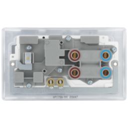 British General Nexus Metal 45A 2-Gang DP Cooker Switch & 13A DP Switched Socket Polished Chrome with LED with White Inserts