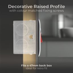 British General Nexus Metal 45A 2-Gang DP Cooker Switch & 13A DP Switched Socket Polished Chrome with LED with White Inserts