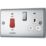 British General Nexus Metal 45A 2-Gang DP Cooker Switch & 13A DP Switched Socket Polished Chrome with LED with White Inserts