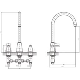 ETAL Cuthbert Dual Lever 3-Hole Kitchen Tap Pewter