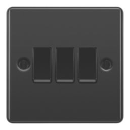 LAP  20A 16AX 3-Gang 2-Way Light Switch  Black Nickel with Black Inserts
