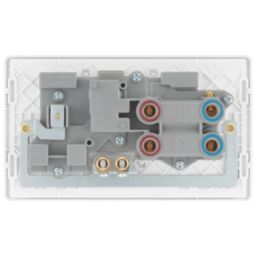 British General Evolve 45A 2-Gang 2-Pole Cooker Switch & 13A DP Switched Socket Pearlescent White with LED with White Inserts