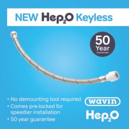 Hep2O Push-Fit Keyless Flexi Tap Connector 15mm x 1/2" x 500mm 2 Pack