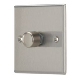 Contactum iConic 1-Gang 2-Way LED Dimmer Switch  Brushed Steel