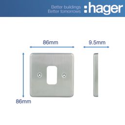 Hager Sollysta WRGP1BS 1-Module Grid Faceplate Brushed Steel