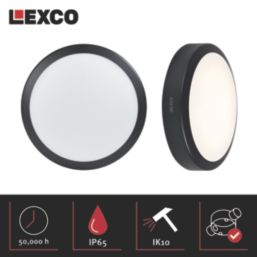 Lexco Pegasi Indoor & Outdoor Round LED Bulkhead Black 16W 1200-1900lm