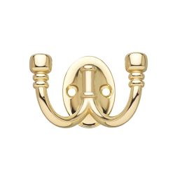 Decohooks Two Prong Wide Ball End Hook Brass 45mm