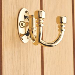 Decohooks Two Prong Wide Ball End Hook Brass 45mm