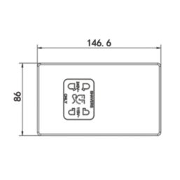 LAP  2-Gang Dual Voltage Shaver Socket 115/240V Matt Black with Black Inserts