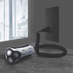 LAP  2-Gang Dual Voltage Shaver Socket 115/240V Matt Black with Black Inserts