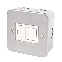 13A Switched Metal Clad Fused Spur & Flex Outlet  with White Inserts