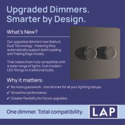 LAP  2-Gang 2-Way LED Dimmer Switch  Black Nickel with Colour-Matched Inserts
