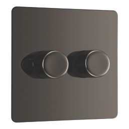 LAP  2-Gang 2-Way LED Dimmer Switch  Black Nickel with Colour-Matched Inserts