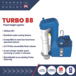 Thomas Dudley Ltd Turbo 88 Duo-Flush Siphon 8" 203mm